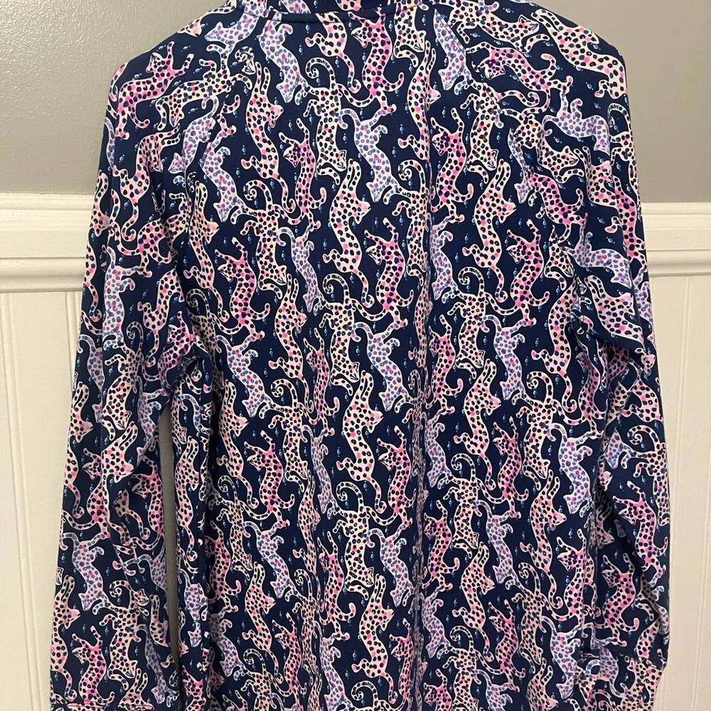 Lilly Pulitzer Navy and Pink Leopard Print Jacket - Picture 4 of 4